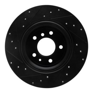 BMW 850CI Brake Rotor (1) - Rear Right - R1 Concepts - Drilled & Slotted - Black - `91-`01